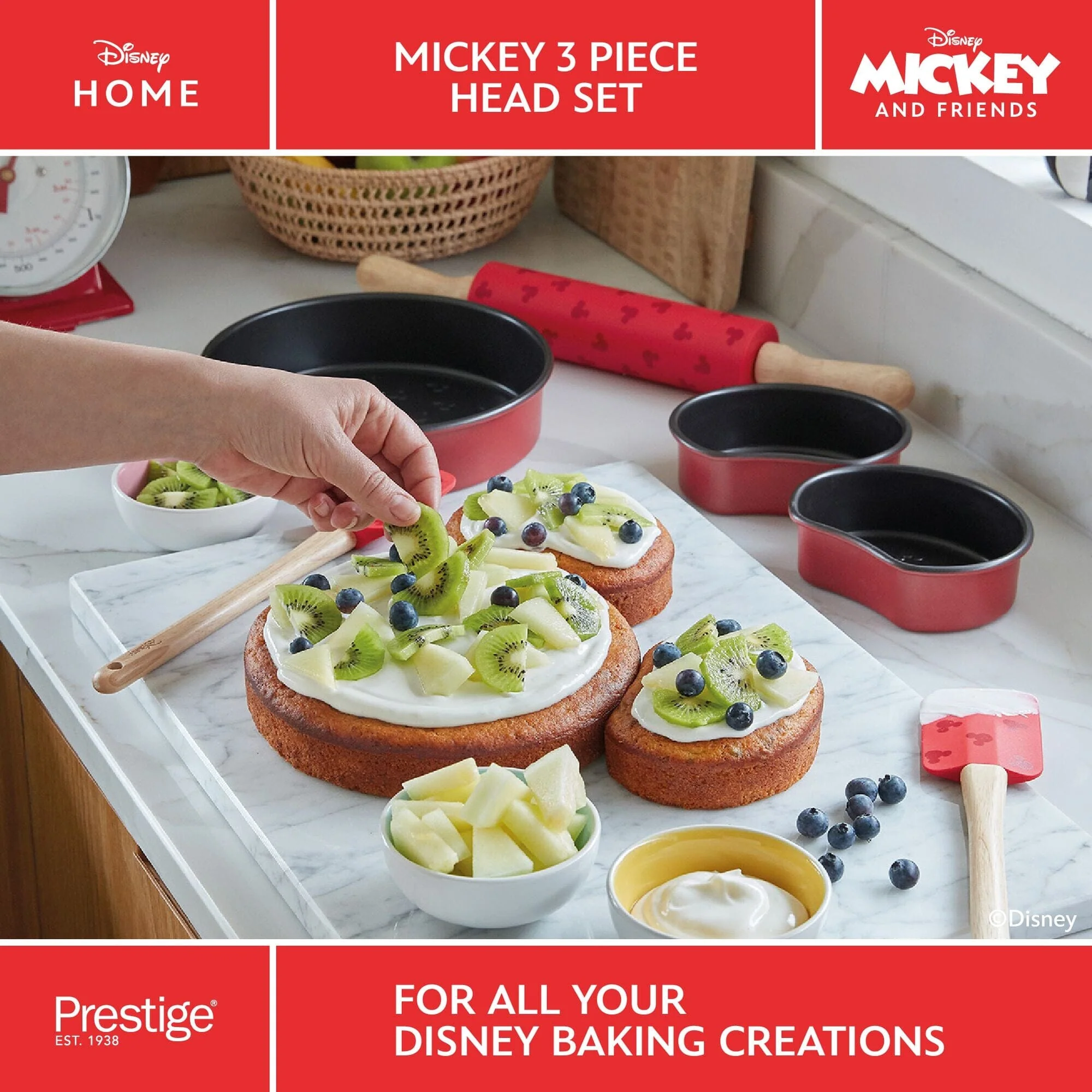 Disney Bake with Mickey: Non-Stick Mickey Head Cake Tins - 3 Piece - Image 3