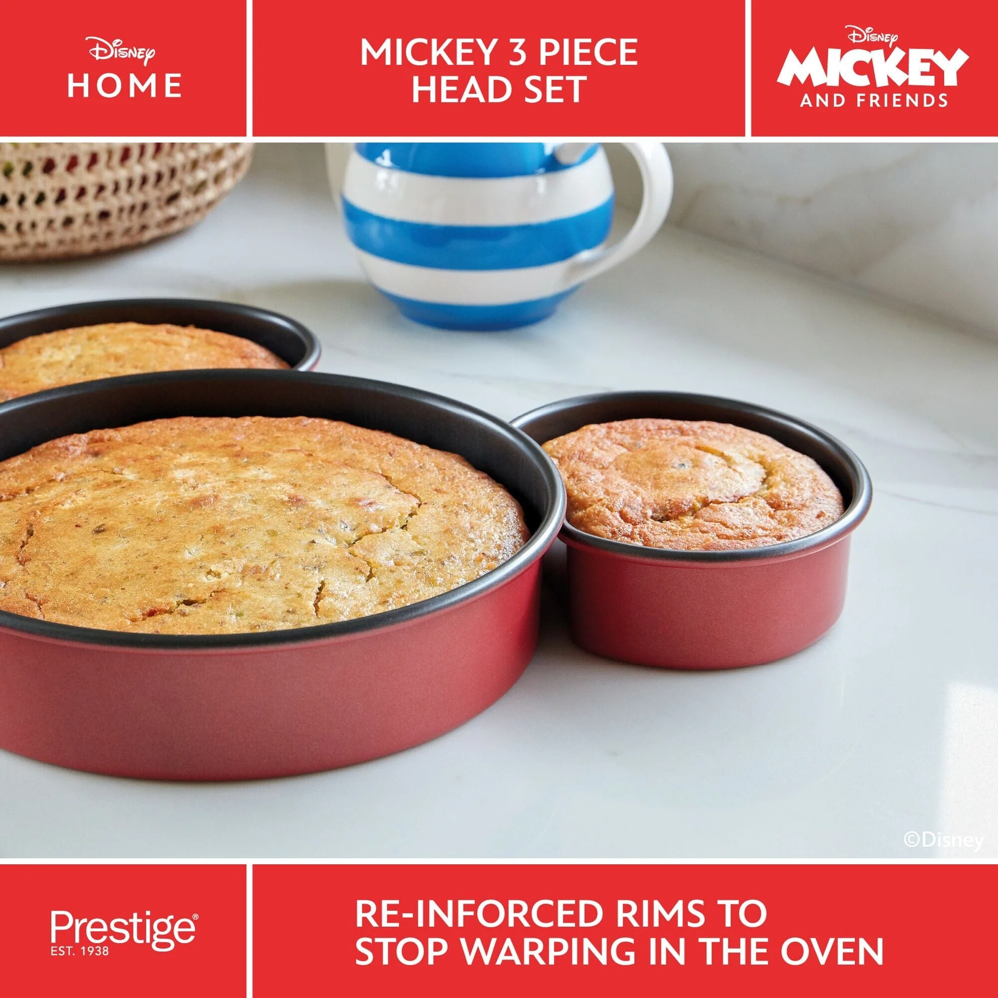 Disney Bake with Mickey: Non-Stick Mickey Head Cake Tins - 3 Piece - Image 4