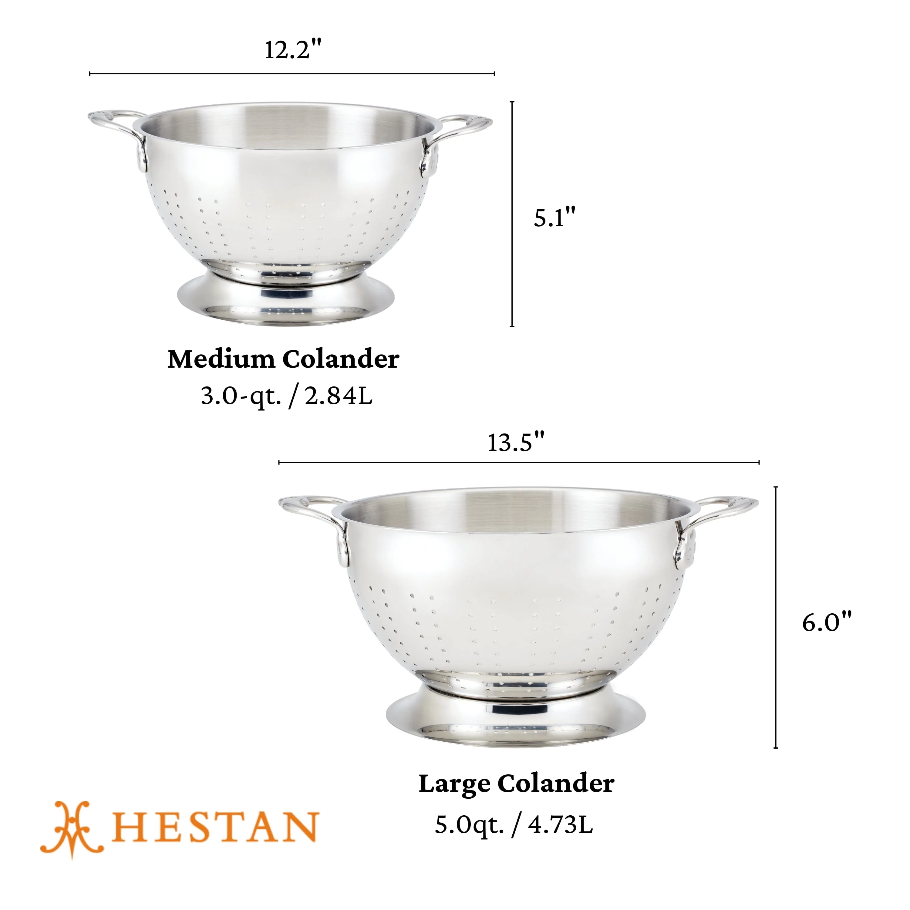 Hestan Provisions Stainless Steel Colander Set, 2-Piece, Stainless Steel - Image 4