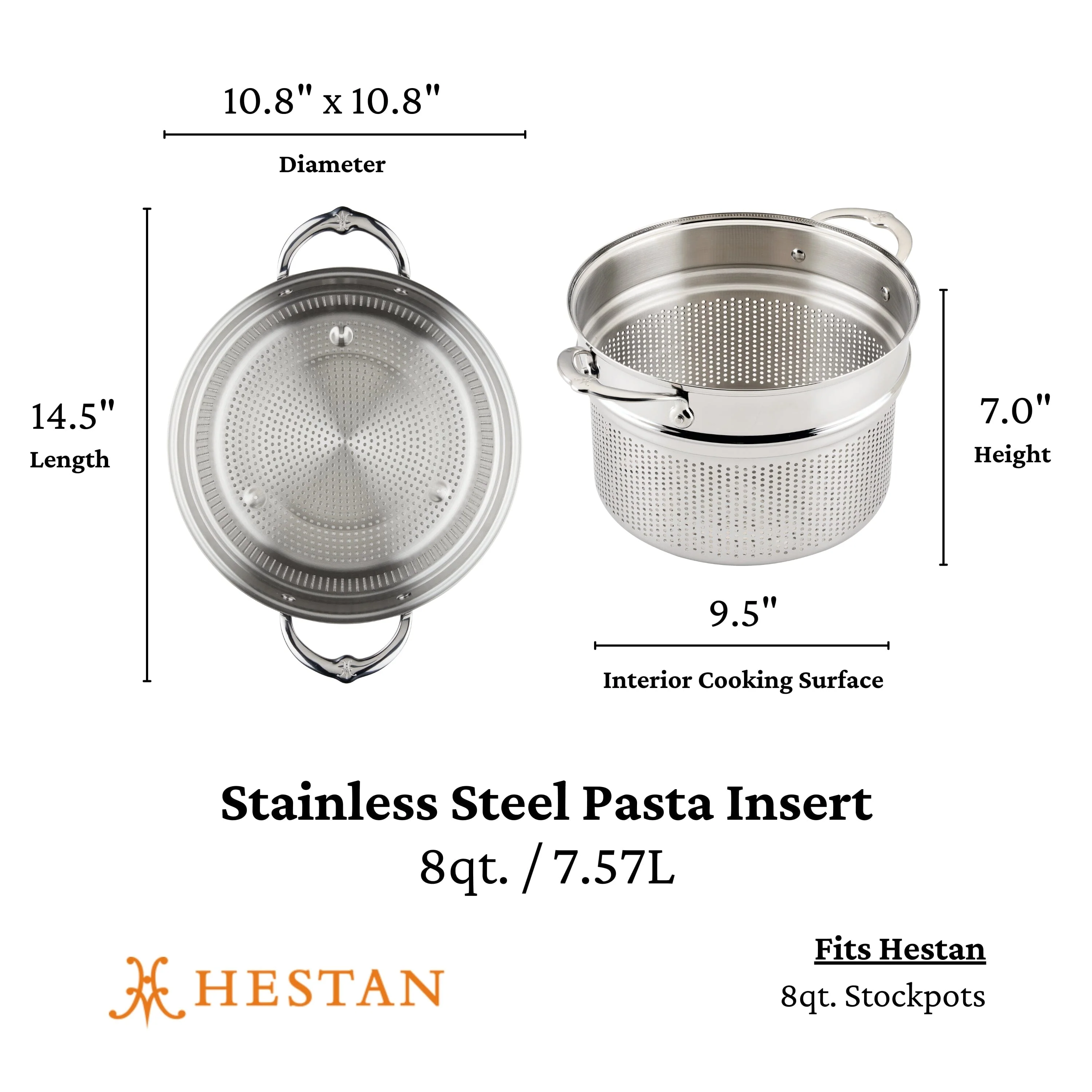 Hestan Provisions Stainless Steel Pasta Insert, 8-Quart, Stainless Steel - Image 4