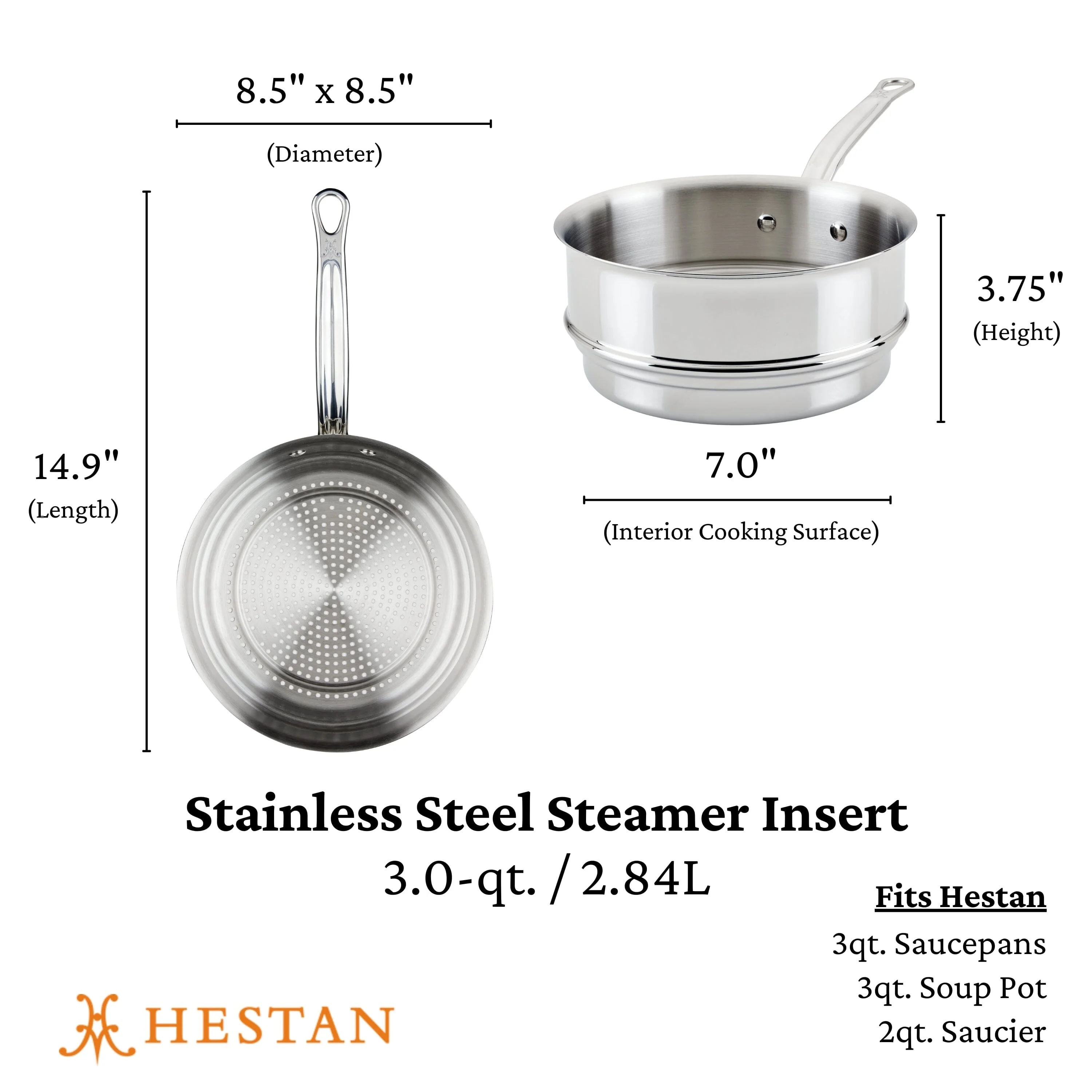 Hestan Provisions Stainless Steel Steamer Insert, 3-Quart, Stainless Steel - Image 5