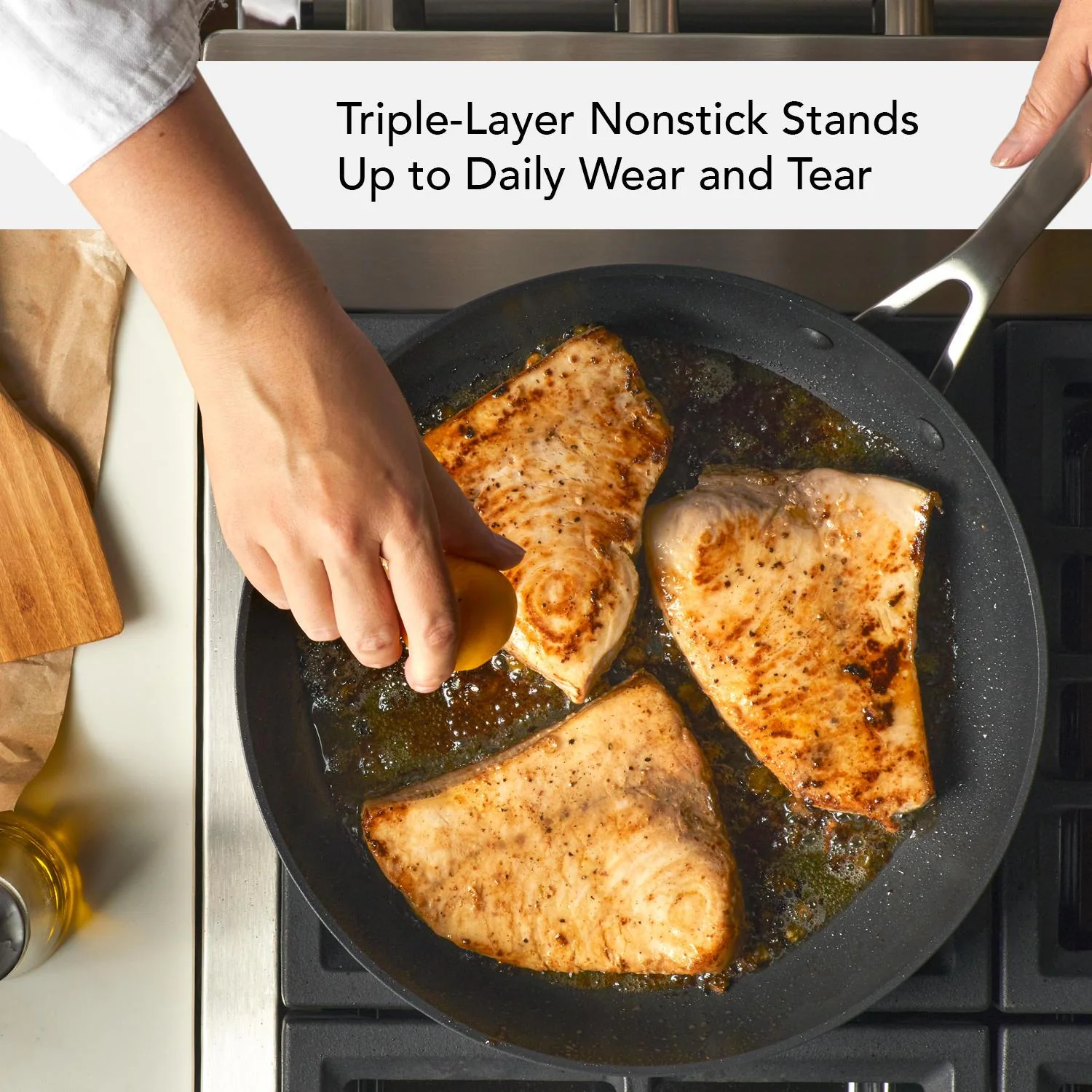 KitchenAid Hard-Anodized Induction Nonstick Cookware Set, 11-Piece, Matte Black - Image 4