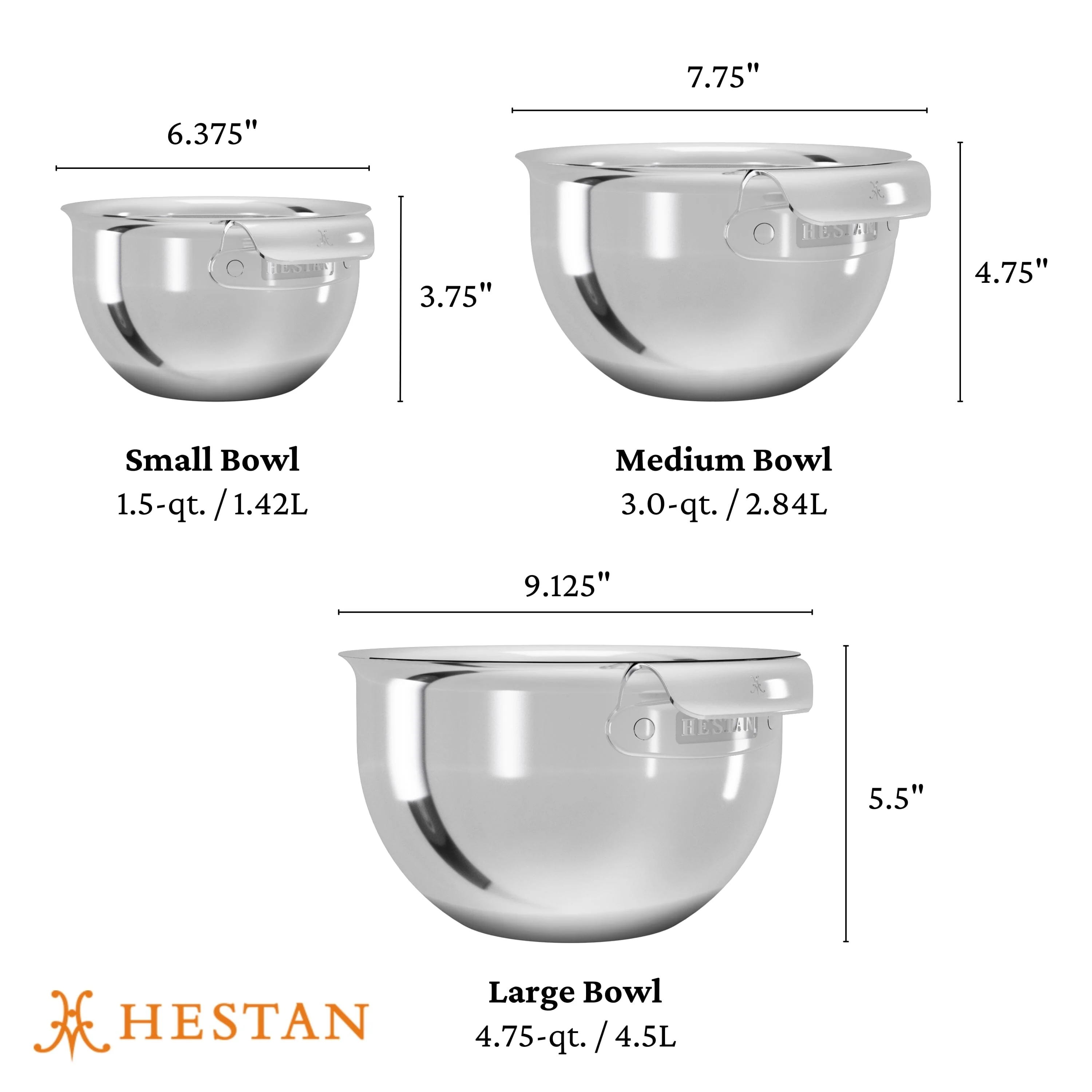 Hestan Stainless Steel Mixing Bowl Set, 3-Piece - Image 4